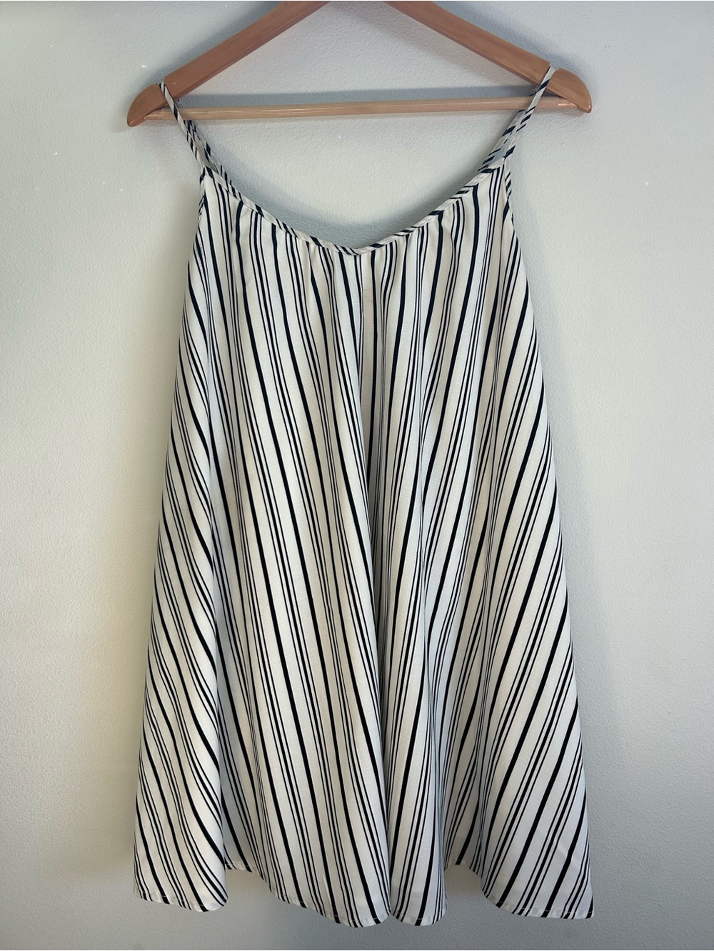 Saks Fifth Avenue Black and White Striped Spaghetti Strap Dress